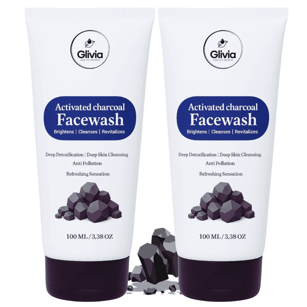 Glivia Activated Charcoal Face Wash, Deep Detoxification and Cleansing, Anti-Pollution, 100 ML (Pack Of 2)