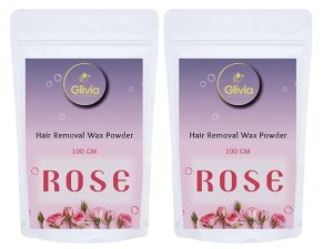 Glivia Rose Wax Powder for Hair Removal – Herbal, Painless & Chemical-Free Solution for Women – Full Body, Bikini, Face, and Underarm Hair Removal – No Skin Irritation or Rashes – (Pack of 2, 100g Each)