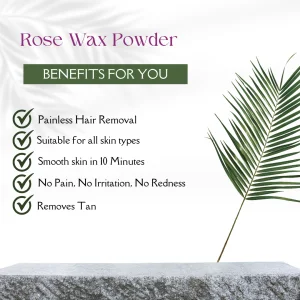 Glivia Rose Wax Powder for Hair Removal – Herbal, Painless & Chemical-Free Solution for Women – Full Body, Bikini, Face, and Underarm Hair Removal – No Skin Irritation or Rashes – (Pack of 2, 100g Each)