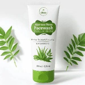 Glivia Aloe Vera Face Wash Man & Woman - Herbal Neem Facewash for Dry & Oily Skin - Gentle Cleanser for Acne & Sensitive Skin - Organic Aloevera Gel for Brightening & Natural Glow | 100 ML