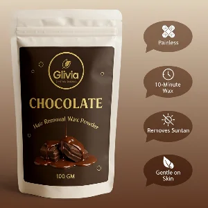 Glivia Chocolate Wax Powder for Women & Men | Aloe Vera & Herbal Facial Hair Removal Formula | Painless Face, Body & Bikini Waxing Solution | Natural Hair Wax Powder for Smooth Skin at Home | 100g