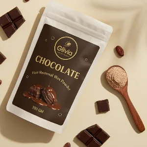 Glivia Chocolate Wax Powder for Women & Men | Aloe Vera & Herbal Facial Hair Removal Formula | Painless Face, Body & Bikini Waxing Solution | Natural Hair Wax Powder for Smooth Skin at Home | 100g